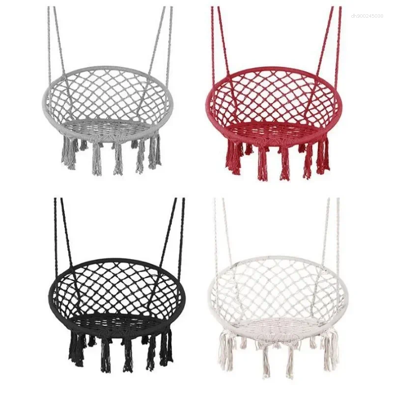 Camp Furniture Leisure Hammock Chair Hanging Basket Swing Cotton Rope Braided Deck For Courtyard Balcony Living Room