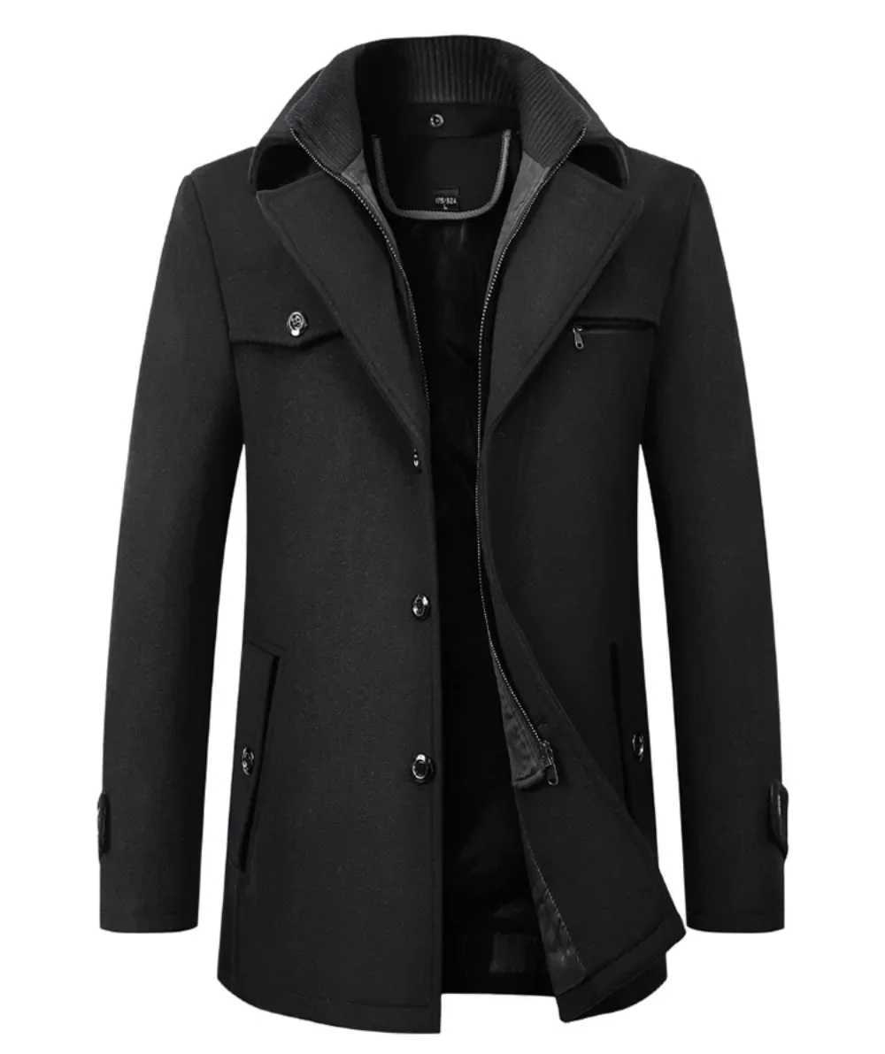 High Quality Mens Pea Coat Autumn/Winter New Collection Mens Wool Coat Double Layer Coat Mens Trench Coat T241122