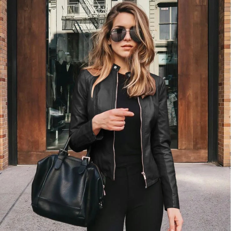 Vintage Women PU Leather Bomber Jacket Fashion Casual Autumn Winter Zipper Windbreaker Streetwear Female Blazer Y2K Clothes 241121