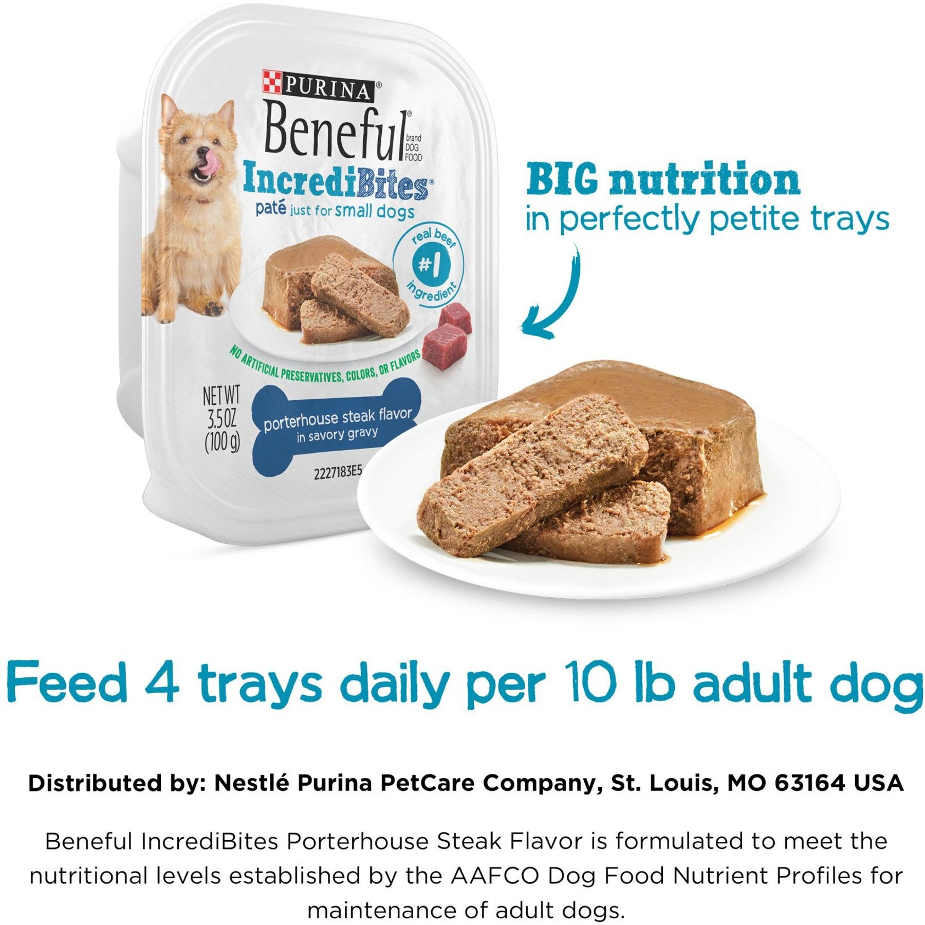 Purina Beneful IncrediBites Porterhouse Steak Flavor in a Savory Gravy Pate Small Wet Dog Food