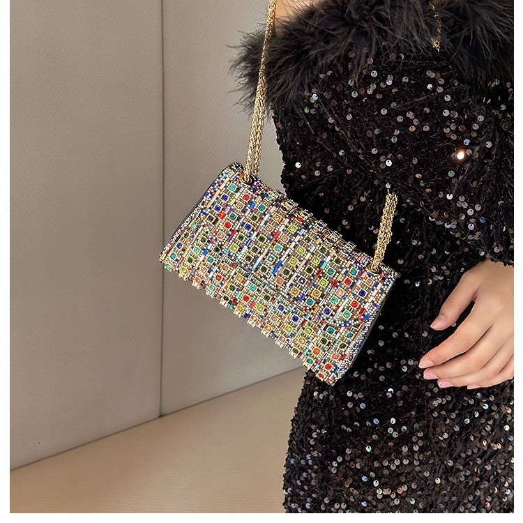 New Underarm Casual And Fashionable Rhinestone Small Niche Single Shoulder Bag, Crossbody Dinner Bag