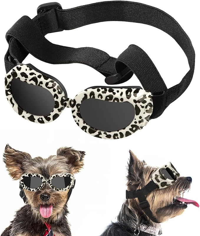 Lewondr Dog Breed Goggles UV Protection,Goggles Eye Wear Protection with Adjustable Strap Windproof Anti-Fog Sunglasses for Dogs Doggy Doggie Glasses