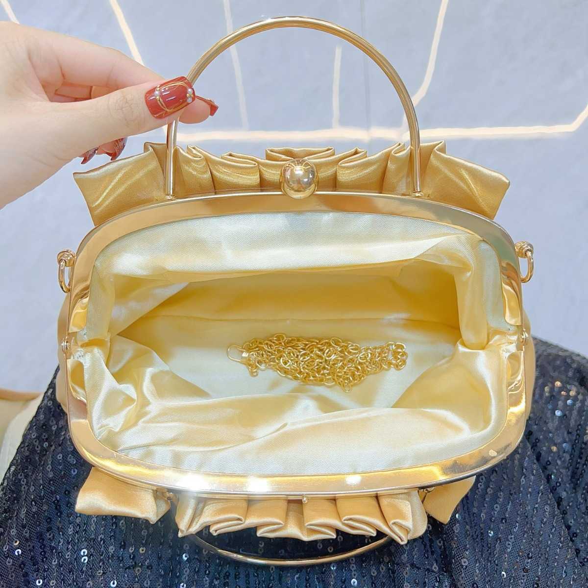 diamond studded handbag for socialites banquets highend silk forged pleated crossbody dinner bag 241122