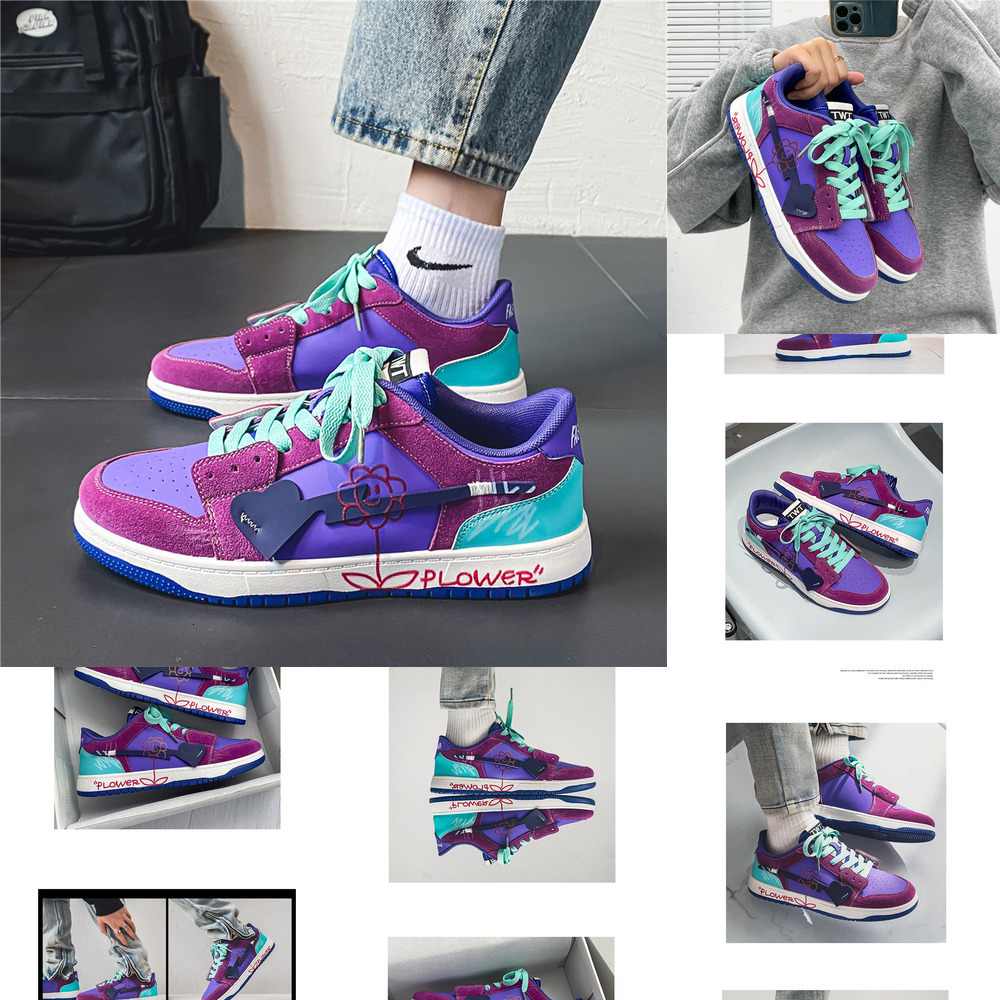 Men's New 2024 Shoes Explosive Students Graffiti Design Sense Chic Hong Kong Only Shoes Board Shoes 232