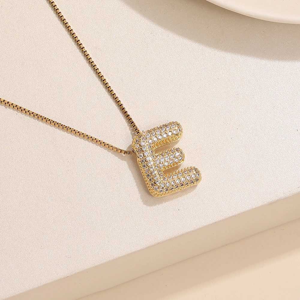 BenS Stainless Steel 26 Letter Womens Necklace Bubble Gold Plated Initial Letter Pendant Necklace Jewelry Wholesale N13 W241121