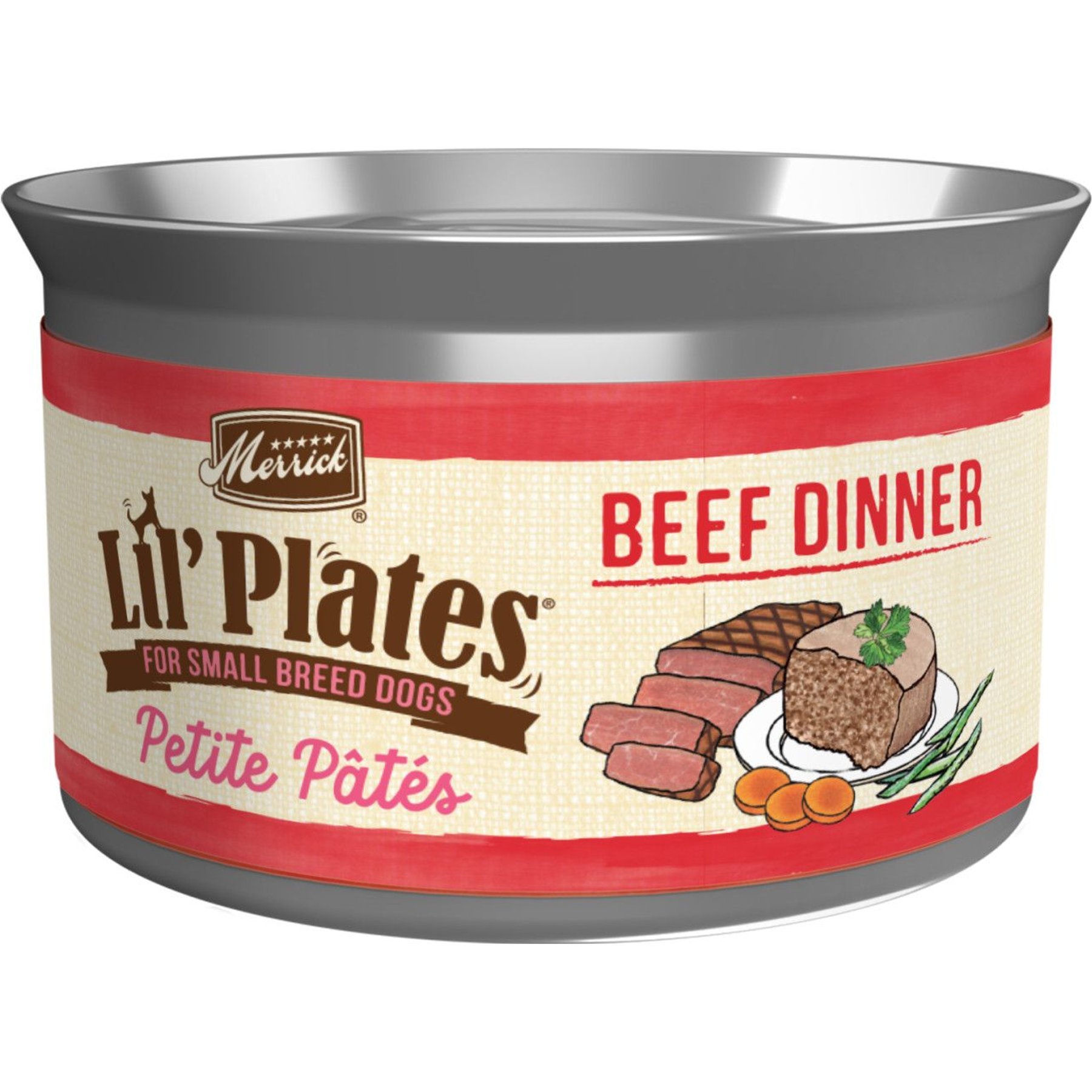 Merrick Lil Plates Petite Pates Adult Grain-Free Beef Dinner Wet Dog Food 3-oz can, case of 24