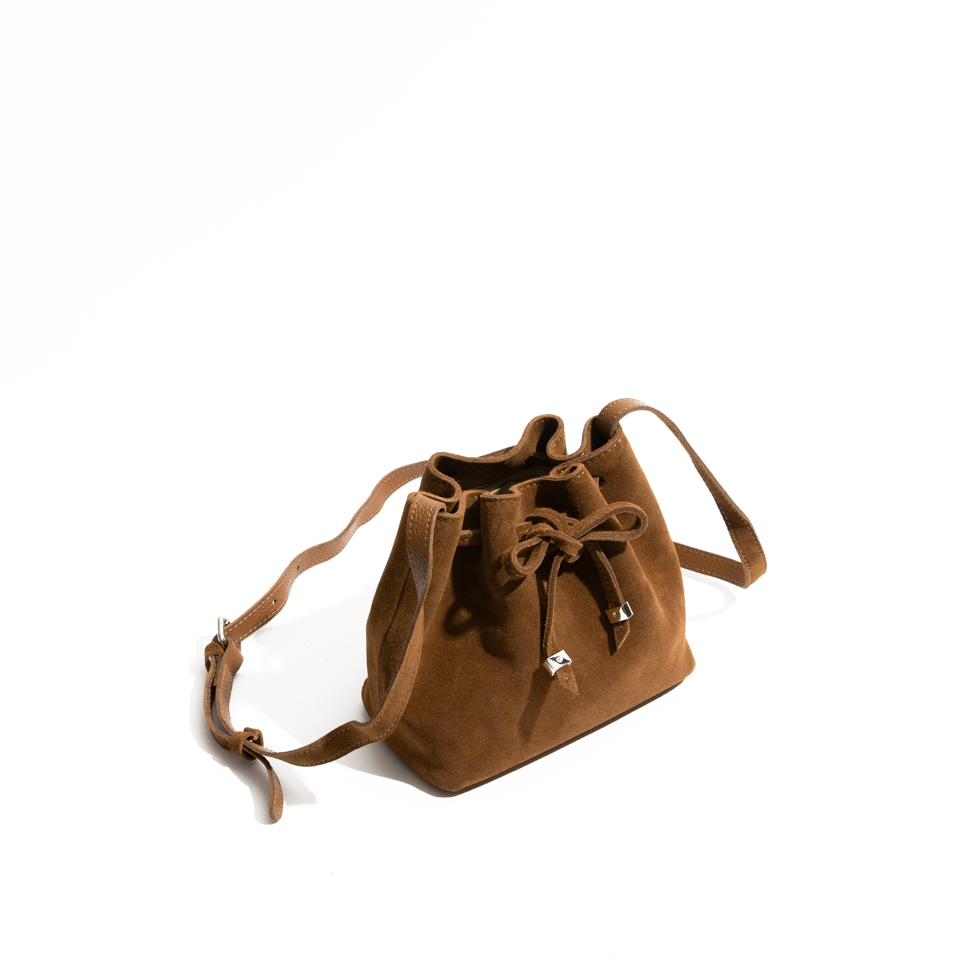 Genuine Leather Suede Crossbody Bag For Woman Solid Color Vintage Design Fashion Draw String Shoulder Purse String BagVoyage
