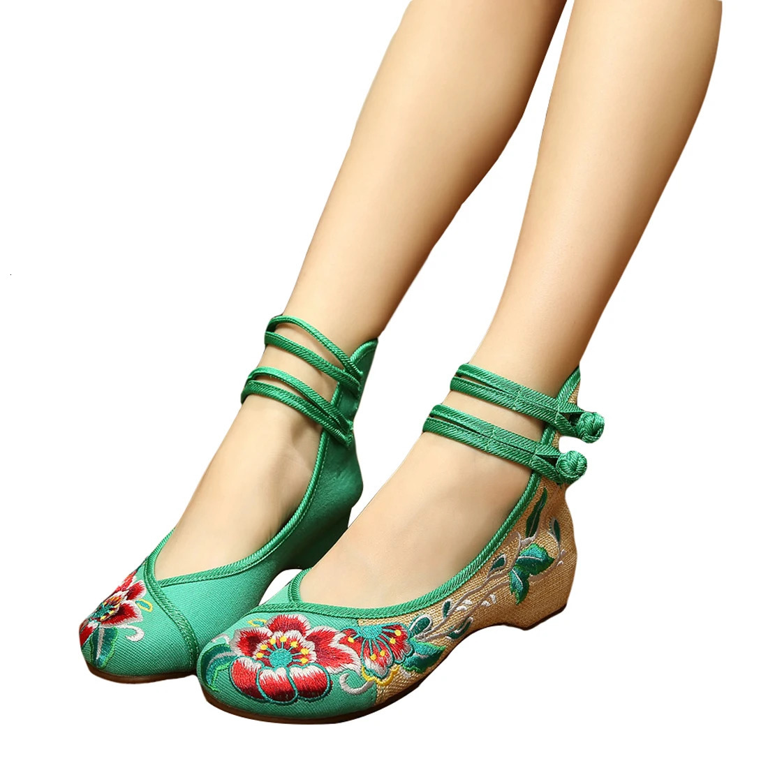 Handmade Womens Vintage Embroidered Canvas Ballet Flats Ladies Comfortable Chinese Ballerinas Vegan Embroidery Shoes 241122