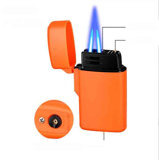 Latest Double Straight Gas Jet Lighter 6 Colors Windproof Cigar Cigarette Butane Flame Lighters Iatable Smoking Tool Accessories W260202