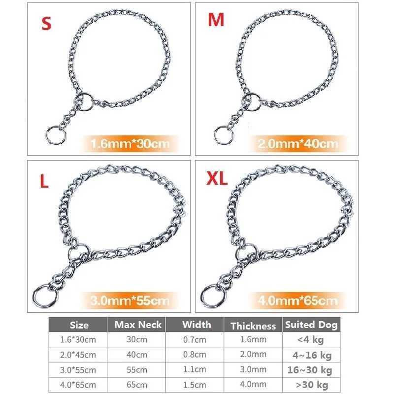 Stainless Steel Dog Collar Silver Cuban Link Dog Slip Chain Choke Collar Strong Slip Dog Collars for Small Medium Large DogXJ250218