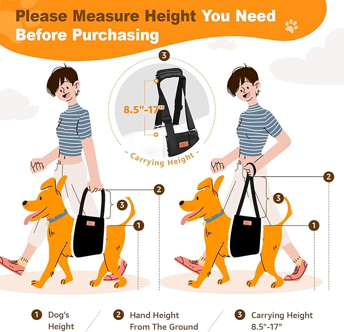 4-150 lbs Adjustable Dog Sling Large Lift Rehab Harness for Weak Rear Legs, Soft Hind Leg Support Helps Senior, Injured, Disabled and After ACL Surger