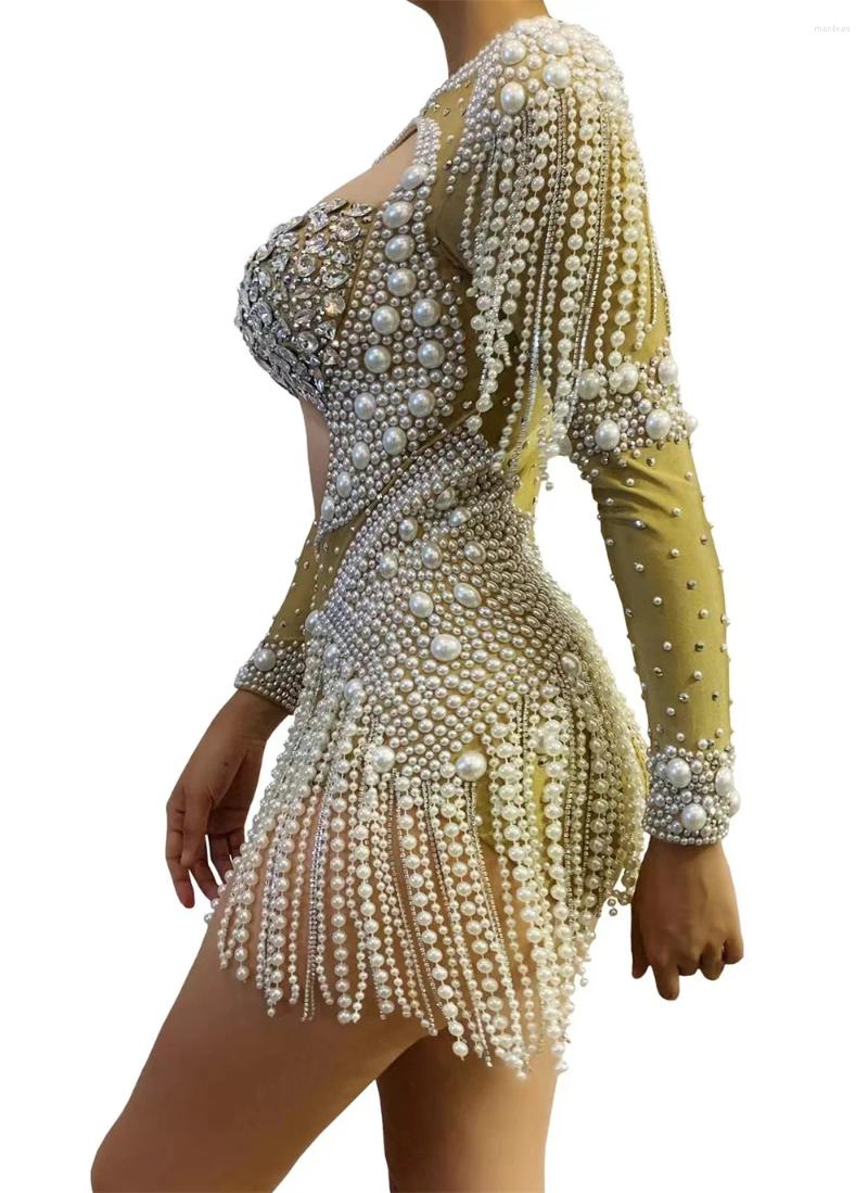 Stage Wear Rhinestones Jumpsuit Stretch Sexy Bodysuit Women Birthday Play Celebrate Dress Dancer Party Show Cx