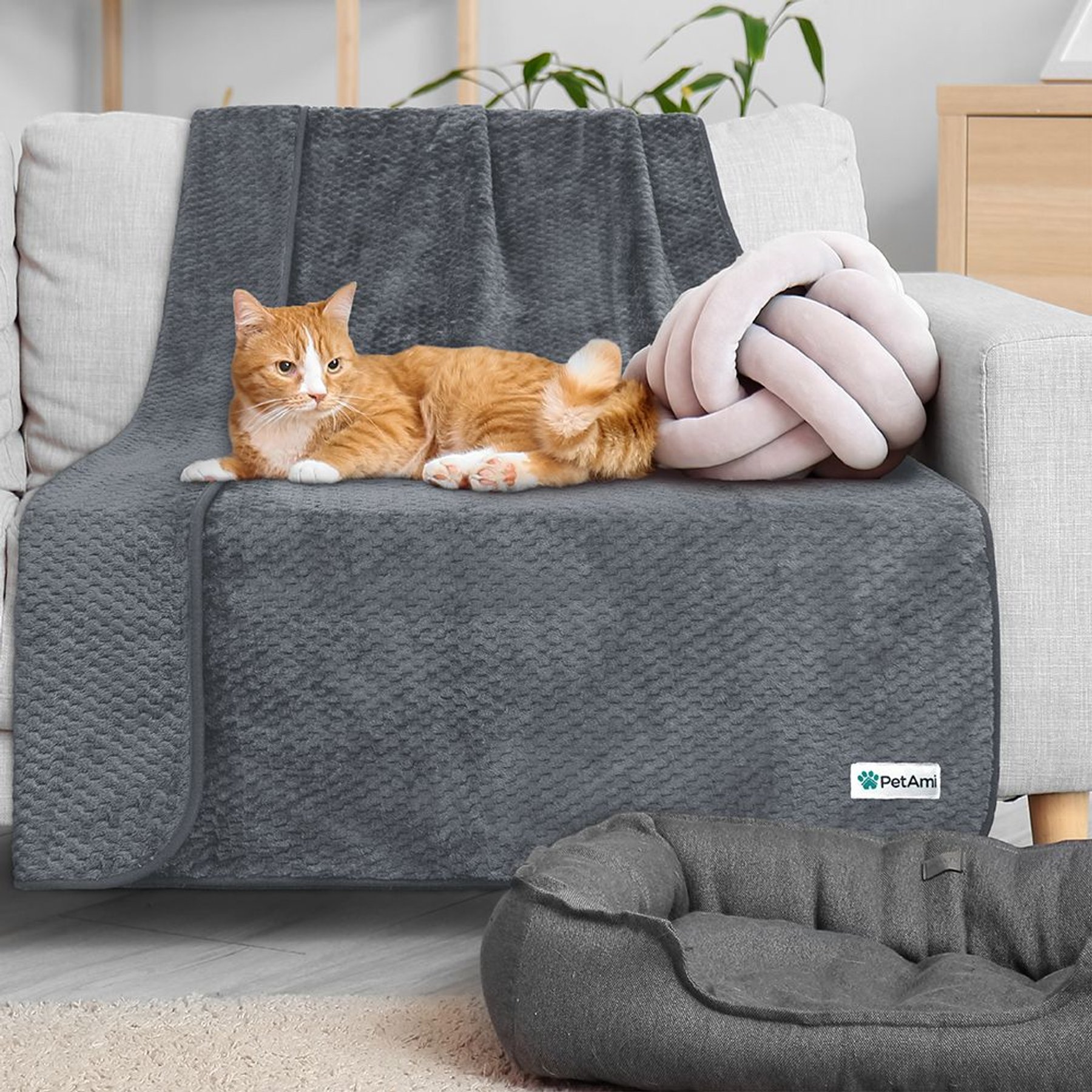 PetAmi Sherpa Fleece Waterproof Waffle Cat & Dog Blanket