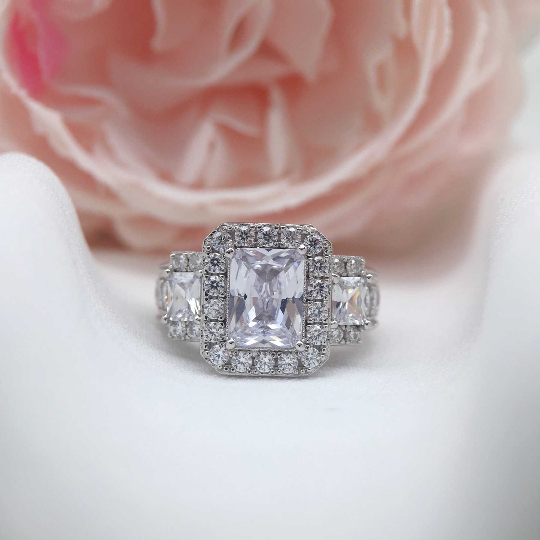 Cluster Rings Silver ring new S925 female wedding ring couples simulate zircon Moissanite wedding ring H241122