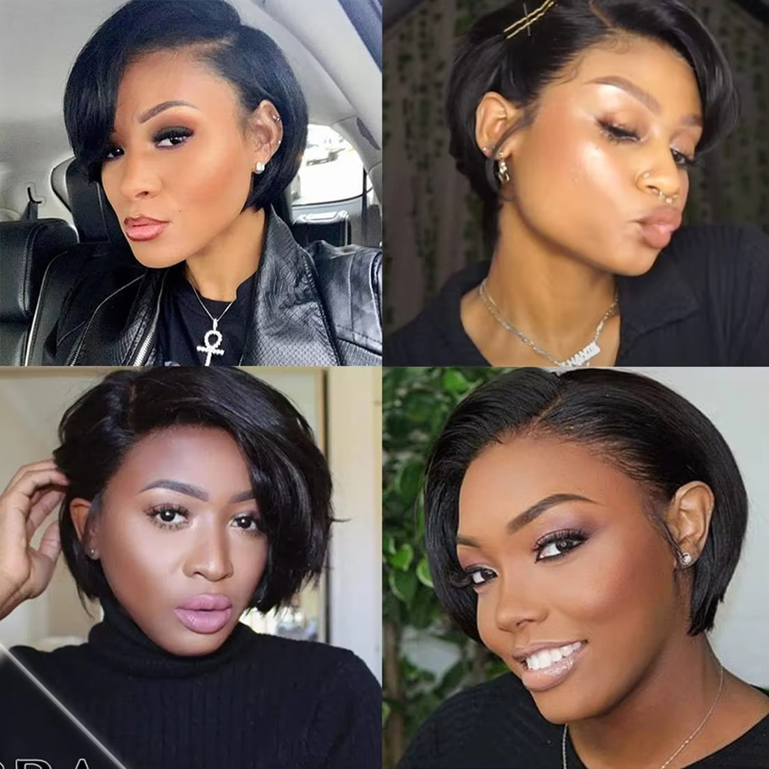 100% Really Human Hair Blonde Highlight Wigs Naturally Human Hair Wig Luxurious Short Bob Burgundy Colored Pixie curly Hair Closure Wig Ready To Wear 