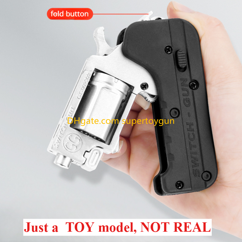 Alloy Revolver Lifecard Toy Gun Continuous Firing Pistol Foldable Soft Bullet Shell Ejection Blaster Launcher for Boys Adults New Year Gifts Toys