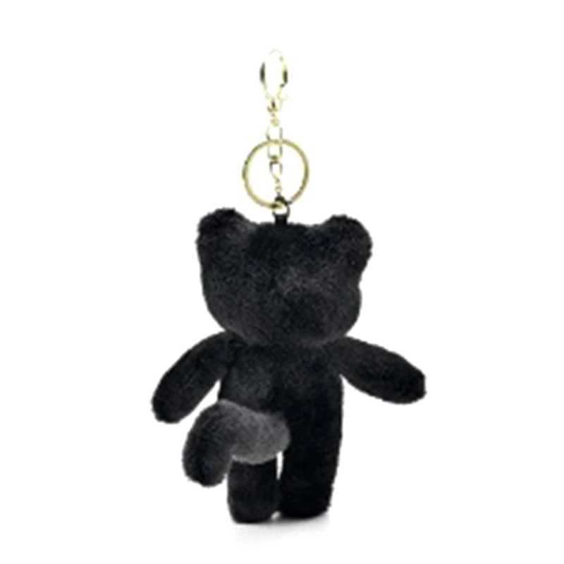 652F Silent Cat Keychain Plush Mysterious Black Cat Doll Toy Keyring Bag Charm Backpack Decoration Couple Car Keyholder Y241121