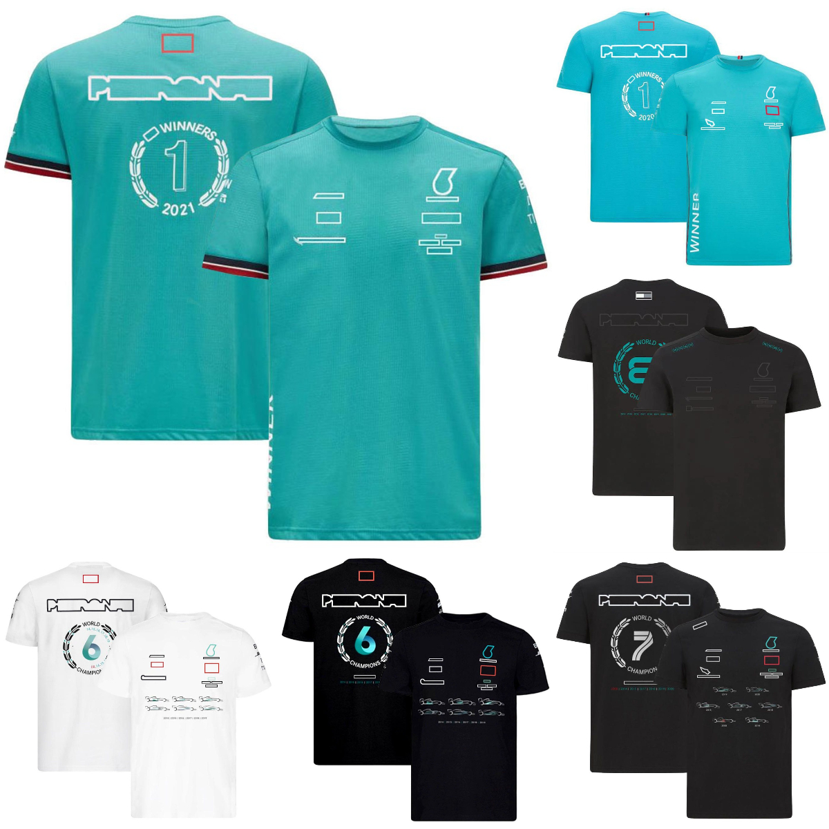 F1 World Champions T-shirt Formula 1 Team Racing Winner T-shirts Summer Breathable Driver Fans T-Shirt Men's Jersey Plus Size Custom free s