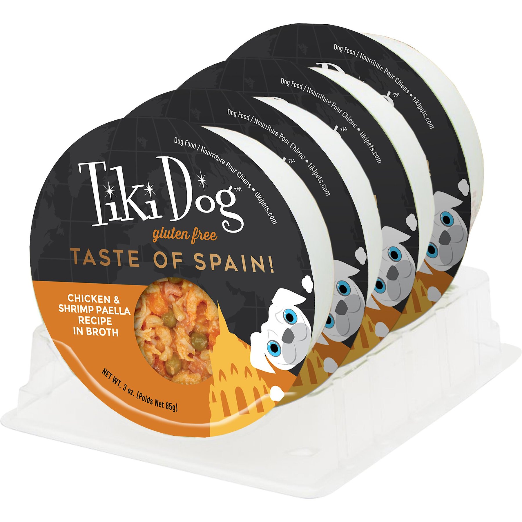 Tiki Dog Taste of Spain Chicken & Shrimp Paella Recipe in Broth Gluten-Free Wet Dog Food, 3-oz cup, case of 4