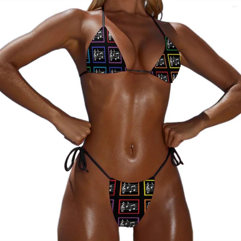 Womens Swimwear Mexican Music Lover Micro Bikini Swimsuit Sexy Colorful Guitars Women Vintage Thong Set Push Up Beach Outfits