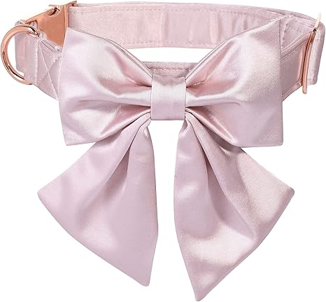 Lionet Paws Bowtie - Comfortable Silk Dog Collar with Detachable Bow Tie for Large Dogs, Neck 16-24 Inches