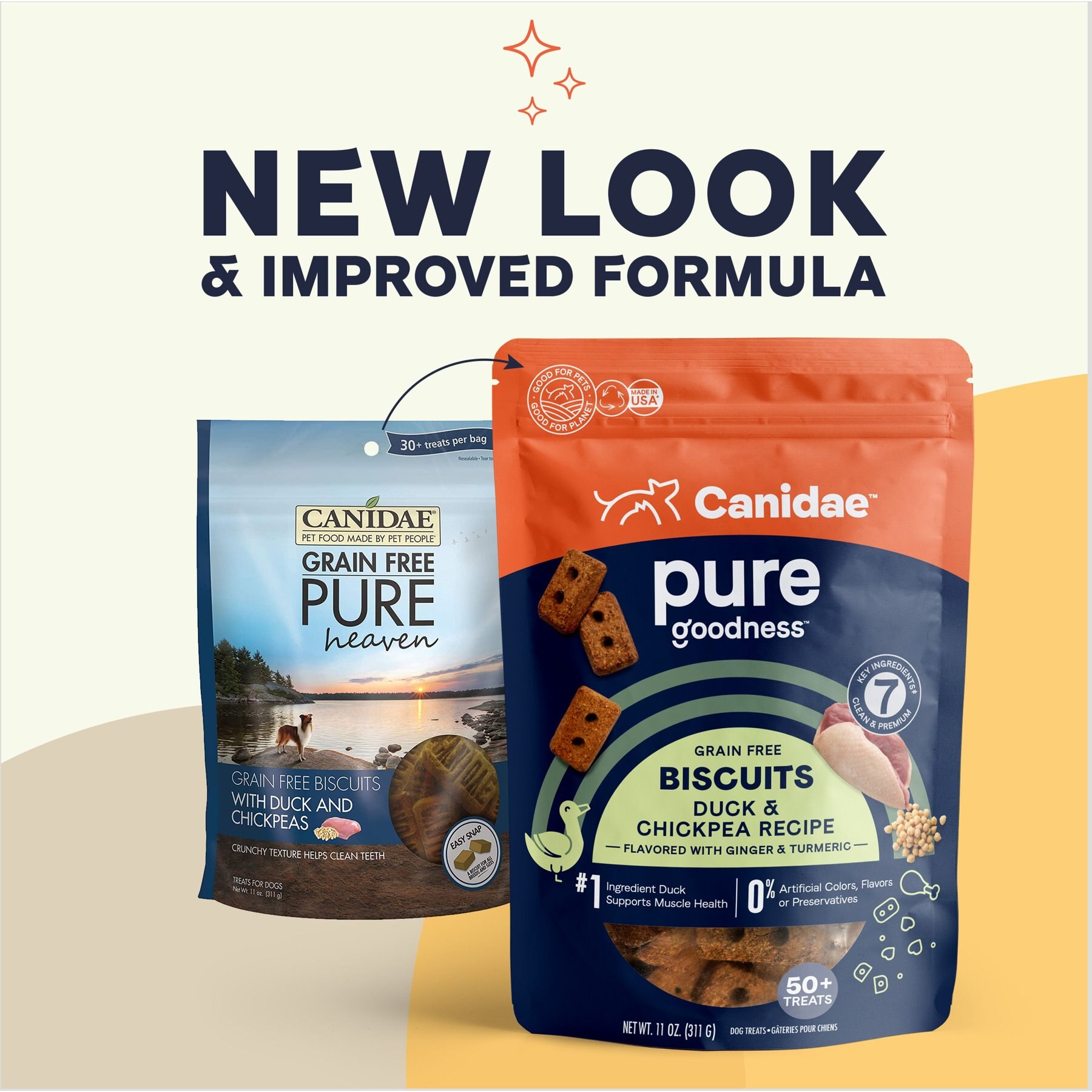 CANIDAE Grain-Free PURE Heaven Biscuits with Duck & Chickpeas Crunchy Dog Treats