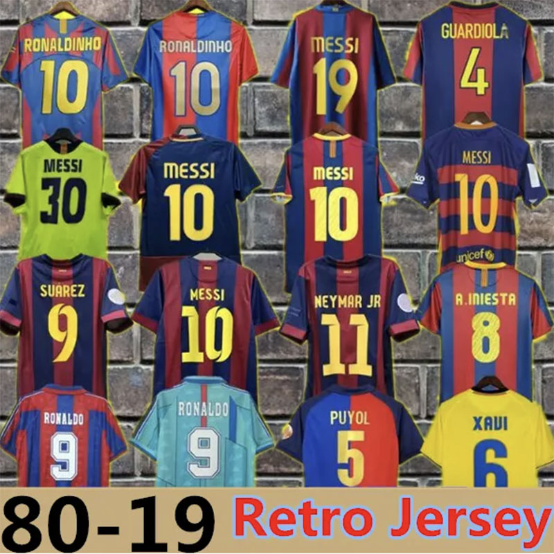 Retro Jersey 96 97 98 99 00 05 06 07 08 09 10 11 14 15 Soccer Ronaldinho A.iniesta Xavi Rivaldo Football Shirts Henry A Iniesta Eto'o PUYOL