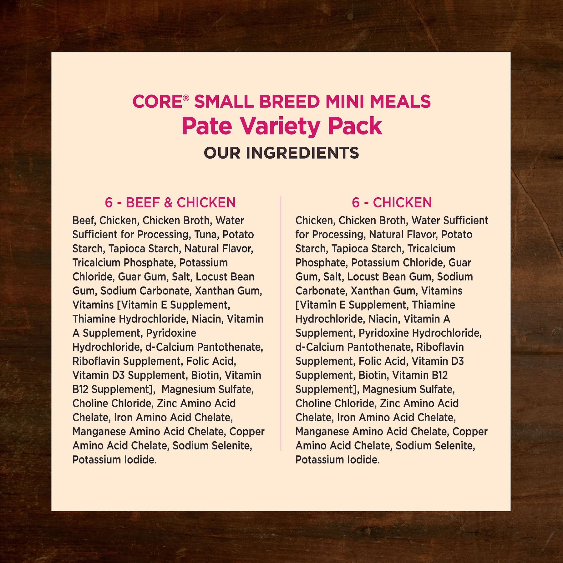 Wellness CORE Mini Meals Beef & Chicken, Chicken Pate Variety Pack Dog Food Pouches