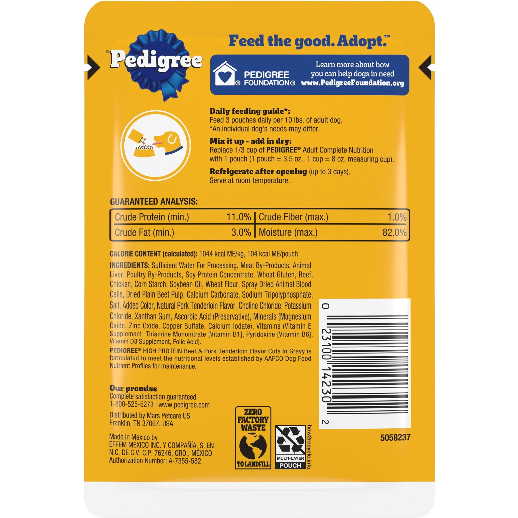 Pedigree High Protein Beef & Pork Tenderloin Flavor Cuts in Gravy Adult Dog Wet Food Pouches
