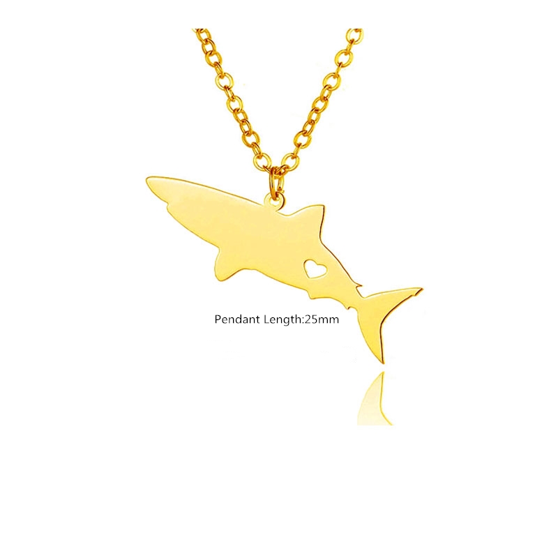 10PCS Cute Tiny Fish White Shark Whale Necklace with Heart Small Ray Cetacean Chain Stainless Steel Pendant Clavicle Collar Choker Sea Ocean Aquatic M