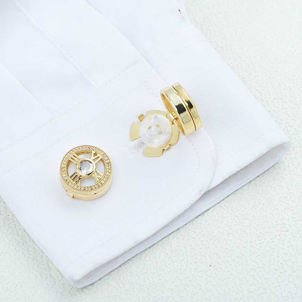 Micro Pave Zircon Cufflinks for Men u0026 Women Shirt Button Covers Elegant Jewelry for Formal Occasions L251024