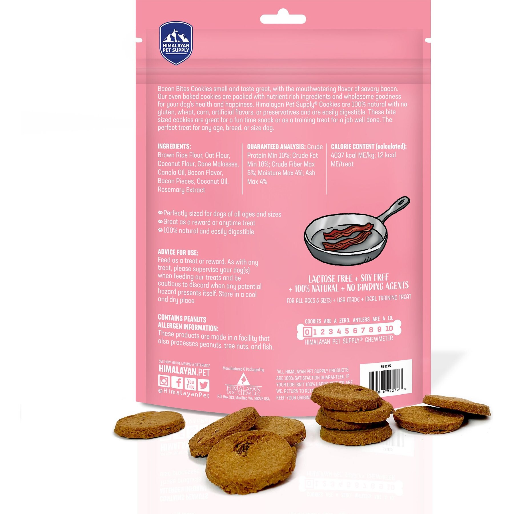 Himalayan Pet Supply Grain-Free Bacon Bits Cookies Crunchy Dog Treats, 14-oz bag