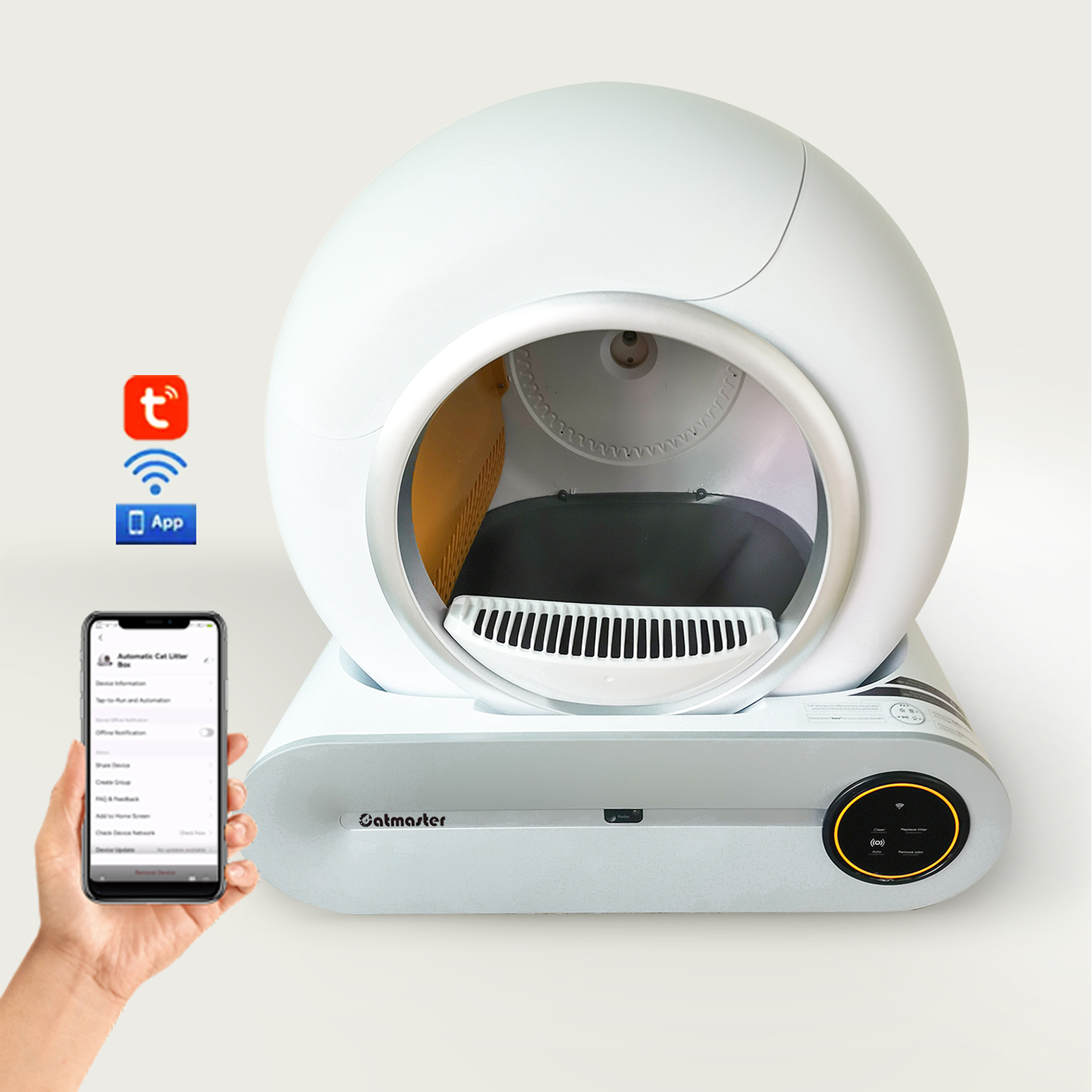 Oval App Control Semi Toilet Self Cleaning & Accessories Pet Tree Auto Flushing Electric Automatic Cat Litter Box