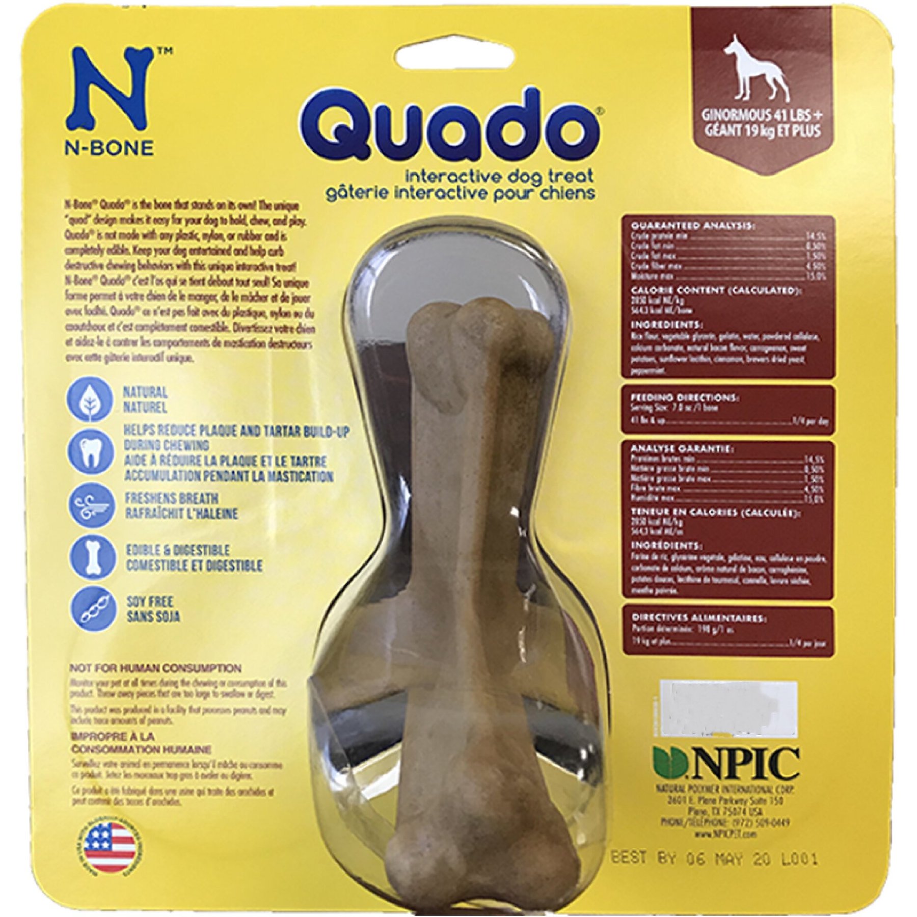 N-Bone Quado Interactive Bacon Flavored Large Dental Dog Treat