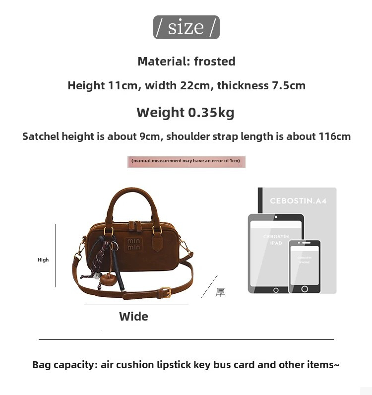 Autumn/Winter Retro Frosted Small Female New Popular Cross-Body HOT Handbag Bowg Bag Suede Zipper Style