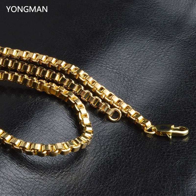 YONAN 18K Gold Plated 3MM Box Chain Necklace 16 inches 18 inches 20 inches 22 inches 24 inches 26 inches 28 inches 30 inches W241121