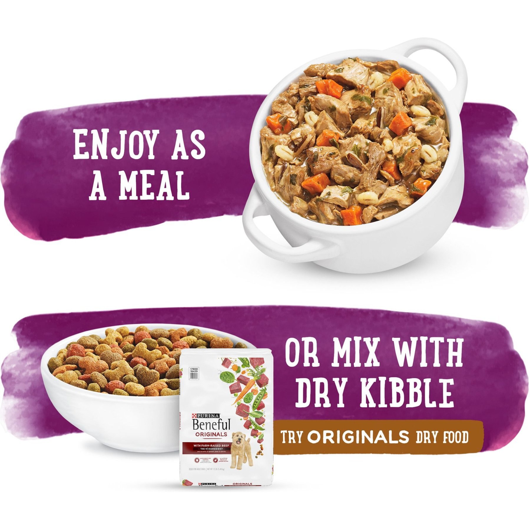 Purina Beneful Prepared Meals Simmered Beef Entree with Carrots, Barley, Wild Rice & Spinach Wet Dog Food