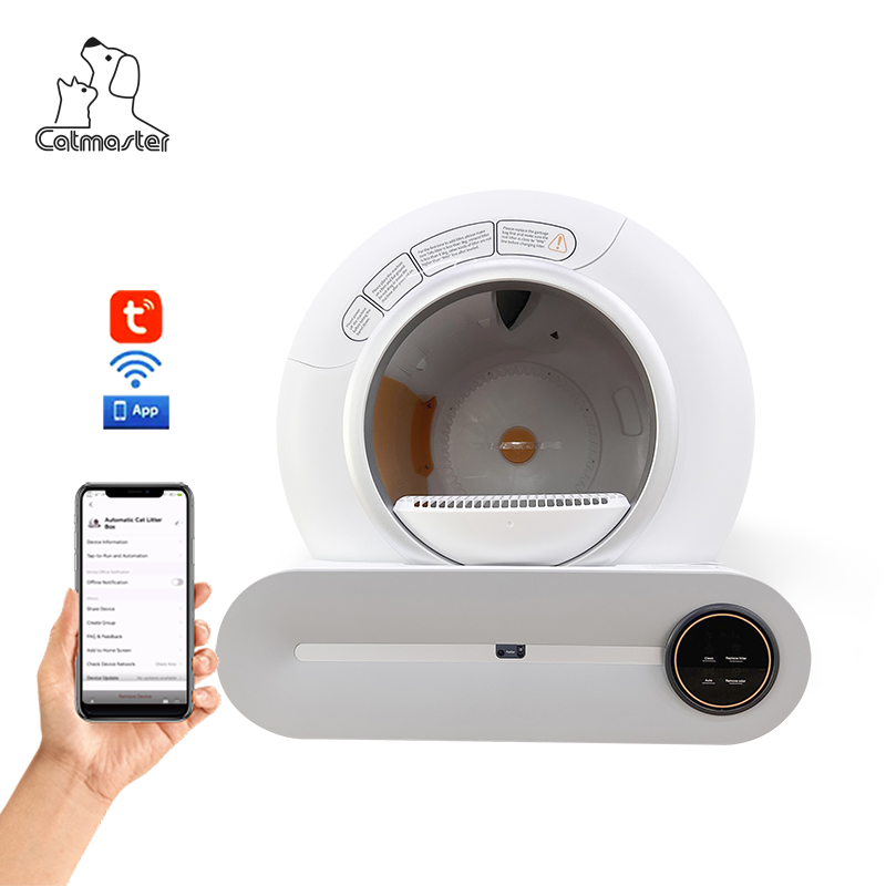 White Smart Self Cleaning Cat Litter Box Preventing Clamp Cat Electrical Automatic Cat Litter Box