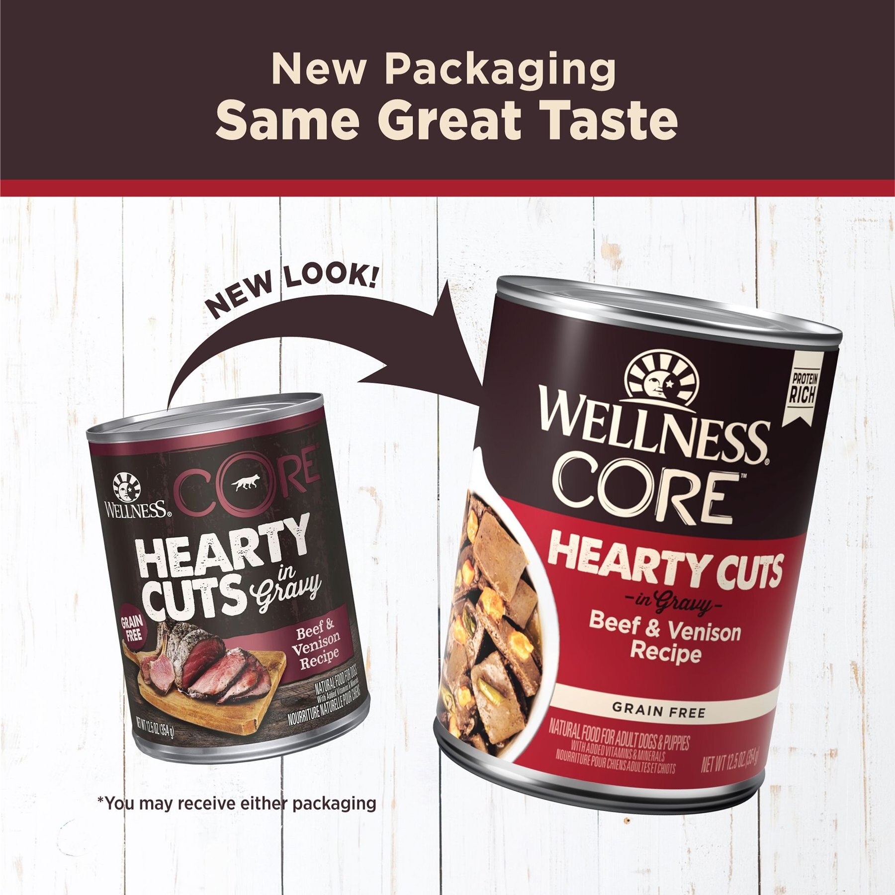 Wellness CORE Grain-Free Hearty Cuts in Gravy Beef & Venison Recipe Canned Dog Food
