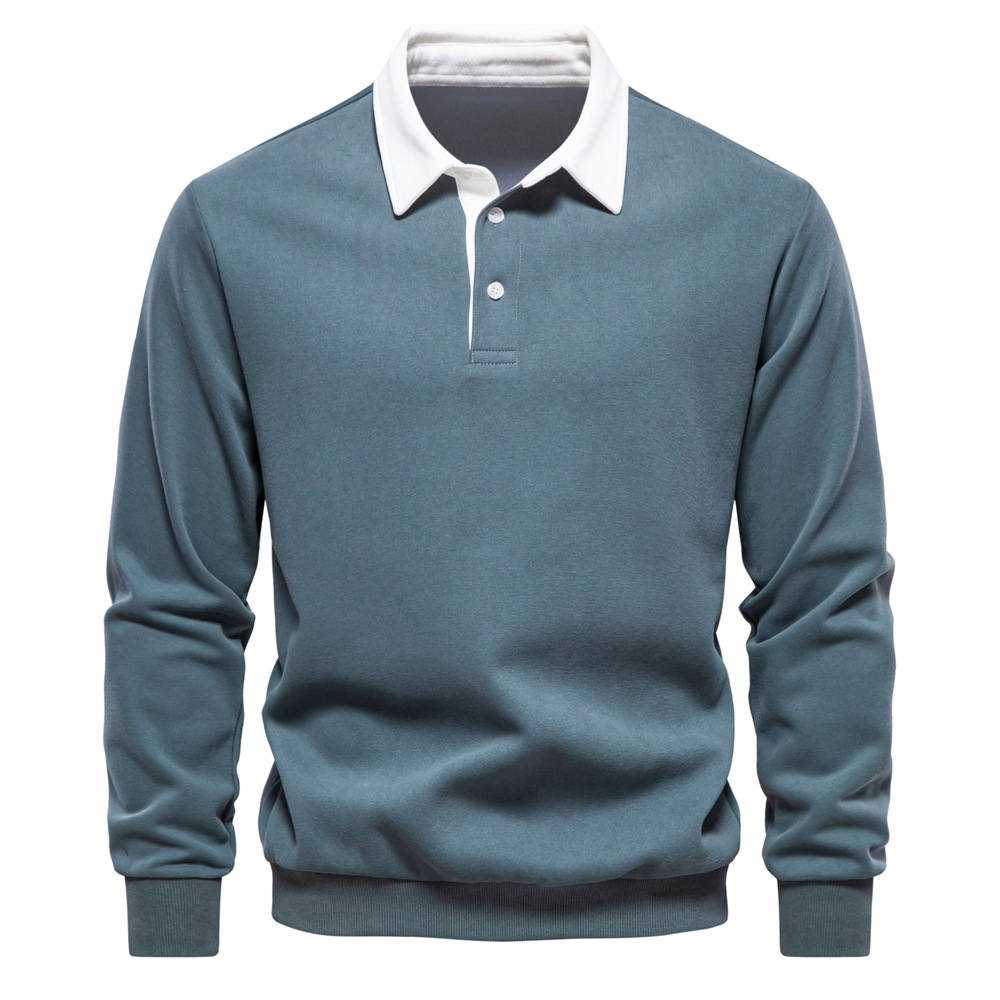 New Autumn Long Sleeve Polo Neck Sweater Trendy Men's Tees Sweater High Quality Casual Versatile Tops Men T-Shirts XXL TShirts