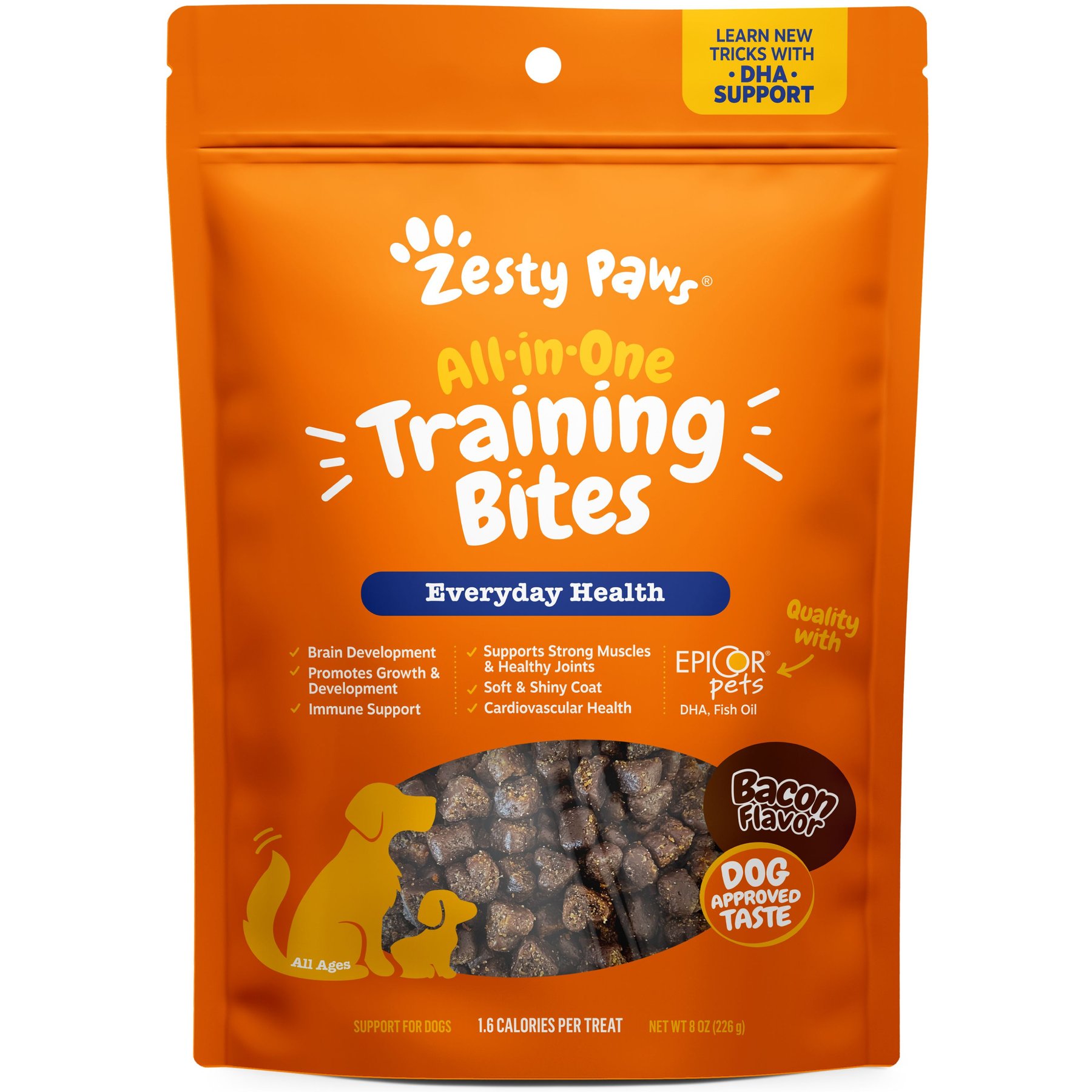 Zesty Paws All-in-One Bacon Flavored Soft & Chewy Training Bites Multivitamin Dog Treats