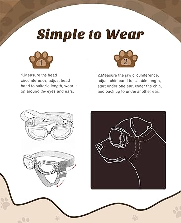 Lewondr Dog Breed Goggles UV Protection,Goggles Eye Wear Protection with Adjustable Strap Windproof Anti-Fog Sunglasses for Dogs Doggy Doggie Glasses