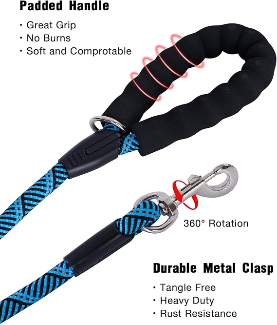 Long Leash Training 10FT 16FT/30FT/50FT/100FT, Reflective Threads Rope Leash, Heavy Duty Dog Lead for Large Medium Small Dogs Walking Playing, Camping