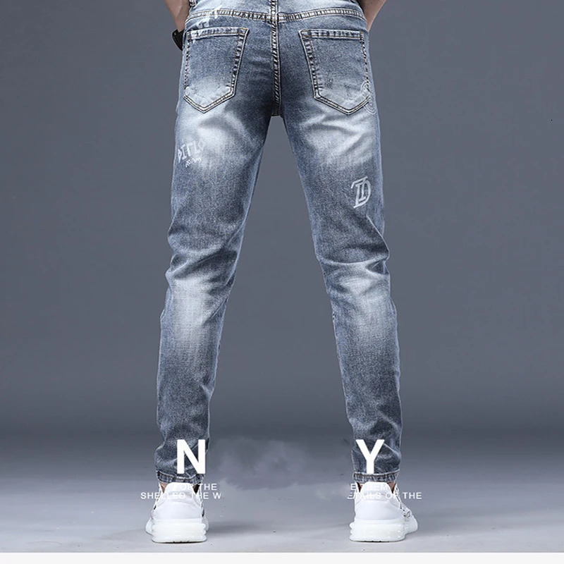Mens Spring Jeans Fashion Washing Pants High Quality Slim Fit Vintage Blue Hip Hop Streetwear Mans Denim Trousers 240415
