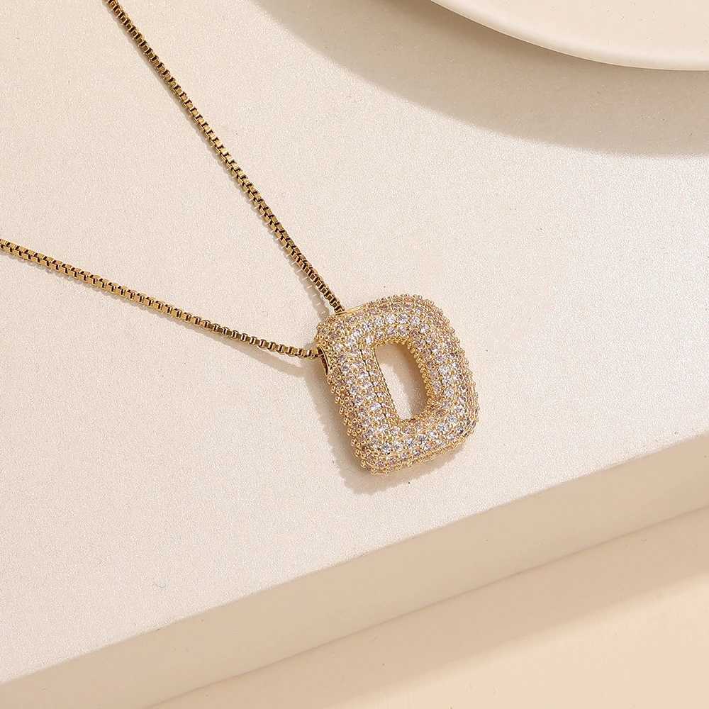BenS Stainless Steel 26 Letter Womens Necklace Bubble Gold Plated Initial Letter Pendant Necklace Jewelry Wholesale N13 W241121