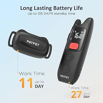 PATPET Remote - Waterproof Dog Training Collar for Small Medium Large Dogs with Beep, Vibration and 16 Static Levels Shock