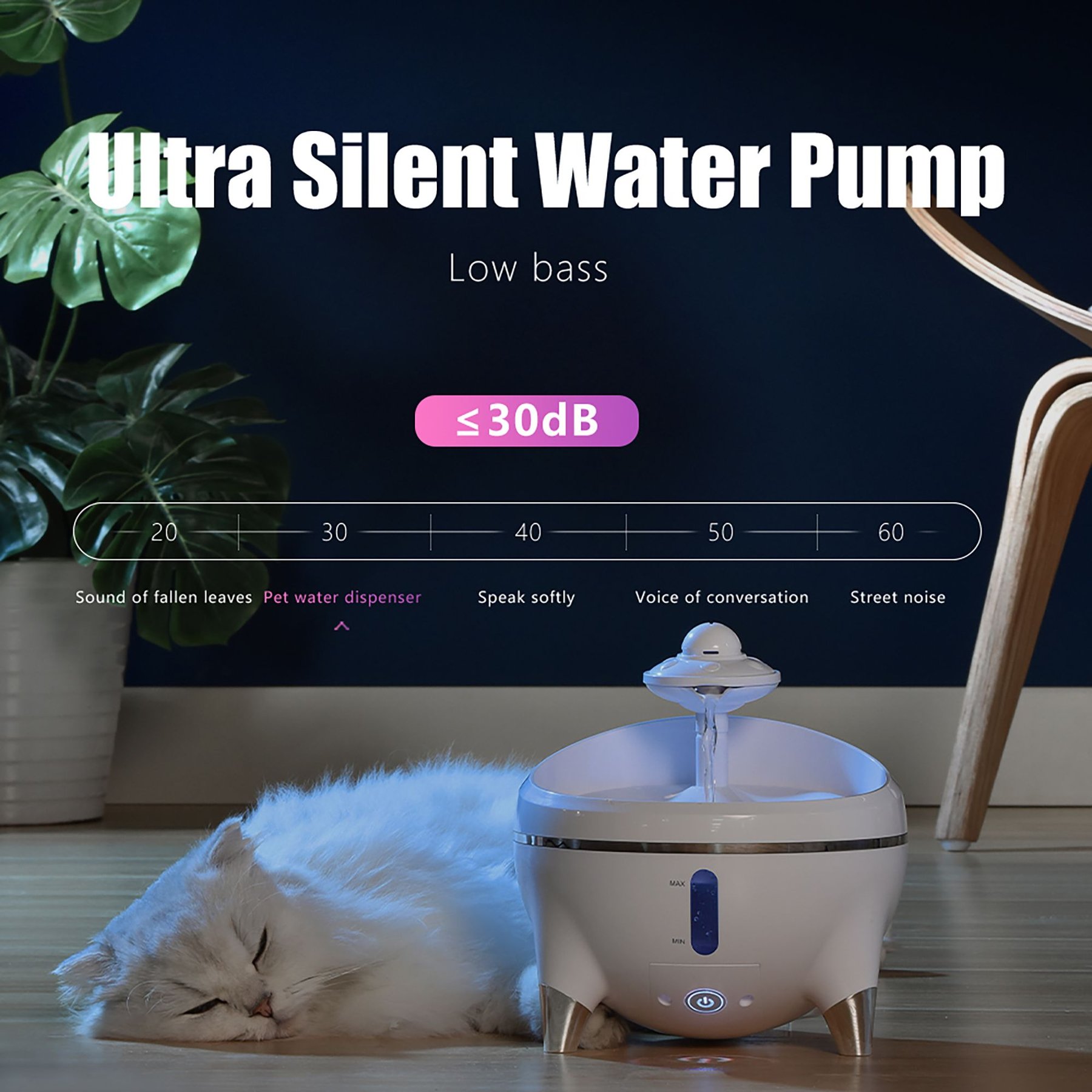 Bueteka Spaceship Ultra-Quiet Dog & Cat Water Fountain, 54.1-oz
