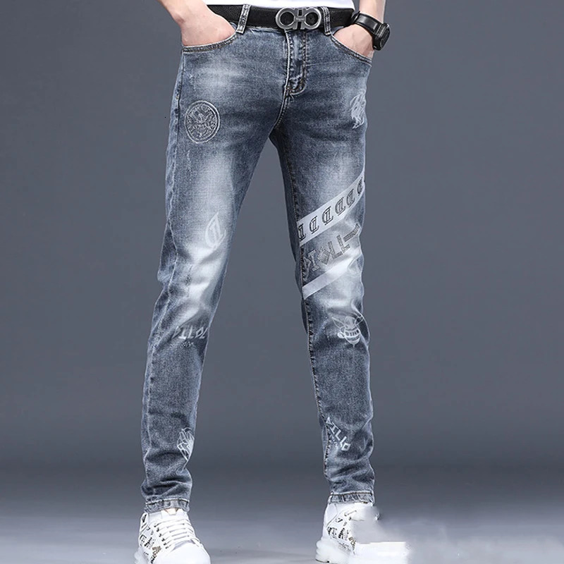 Mens Spring Jeans Fashion Washing Pants High Quality Slim Fit Vintage Blue Hip Hop Streetwear Mans Denim Trousers 240415