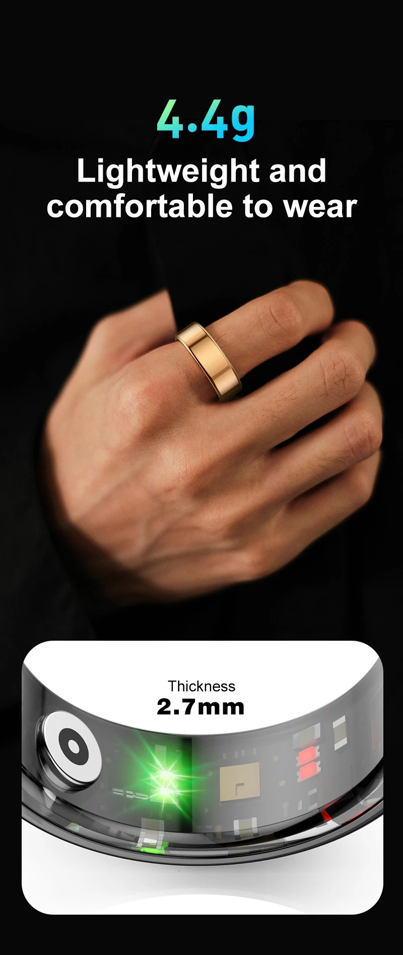 Smart Ring Activity Fitness Tracker Heart Rate Sleep Monitor Blood Oxygen Steps Finger Ring for IOS Android Men Women Gifts 240414
