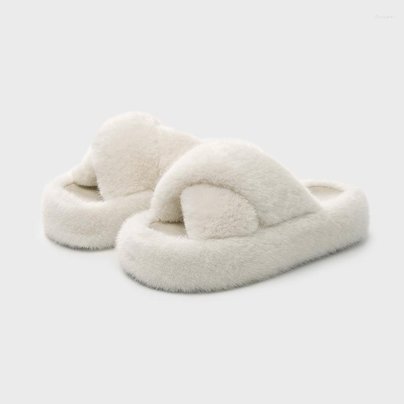 Slippers Increased Non-slip Cotton Home Warm Arch Opening High-end Fashionable Outerwear Maomao For Women zhanyishengli